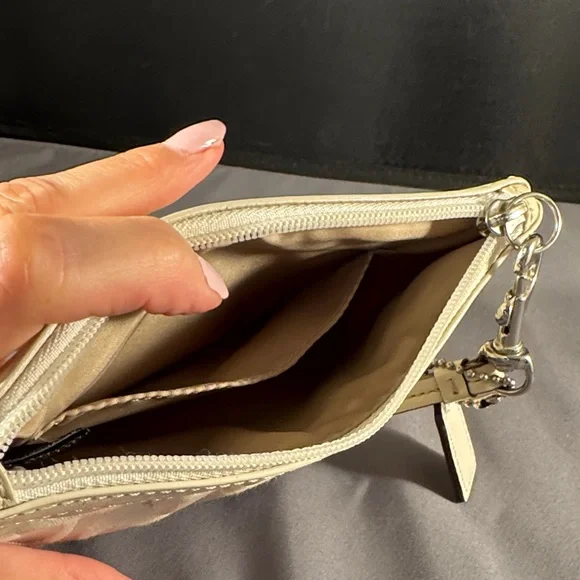 Coach Signature Cream and Tan Wristlet - Picture 4 of 4